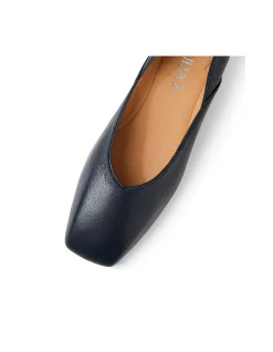 Shimma Square Toe Low Heel Leather Pumps