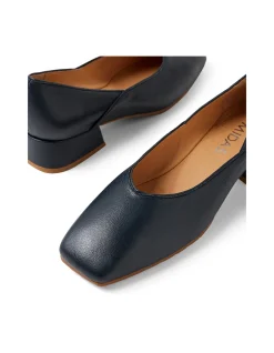 Shimma Square Toe Low Heel Leather Pumps