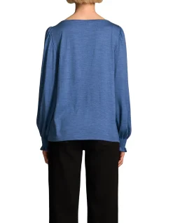 Shirred Cuff Merino Top