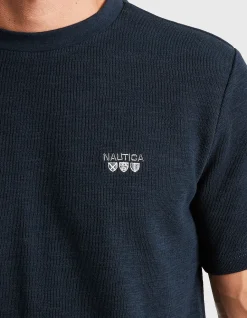 SHORT SLEEVE TEXTURED EMBROIDERED TEE