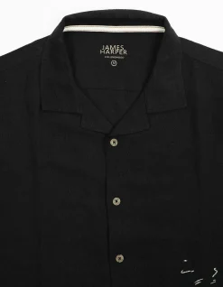 SHORT SLEEVE AMALFI CUBAN COLLAR VISCOSE LINEN SHIRT