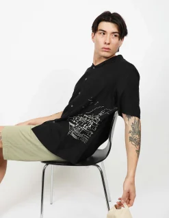 SHORT SLEEVE AMALFI CUBAN COLLAR VISCOSE LINEN SHIRT