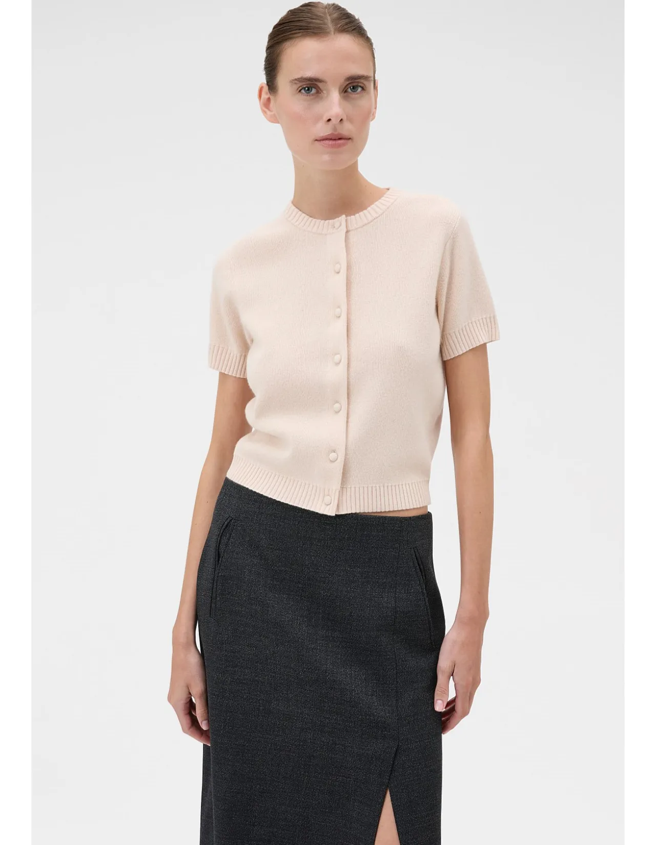 Short Sleeve Crew Cardigan