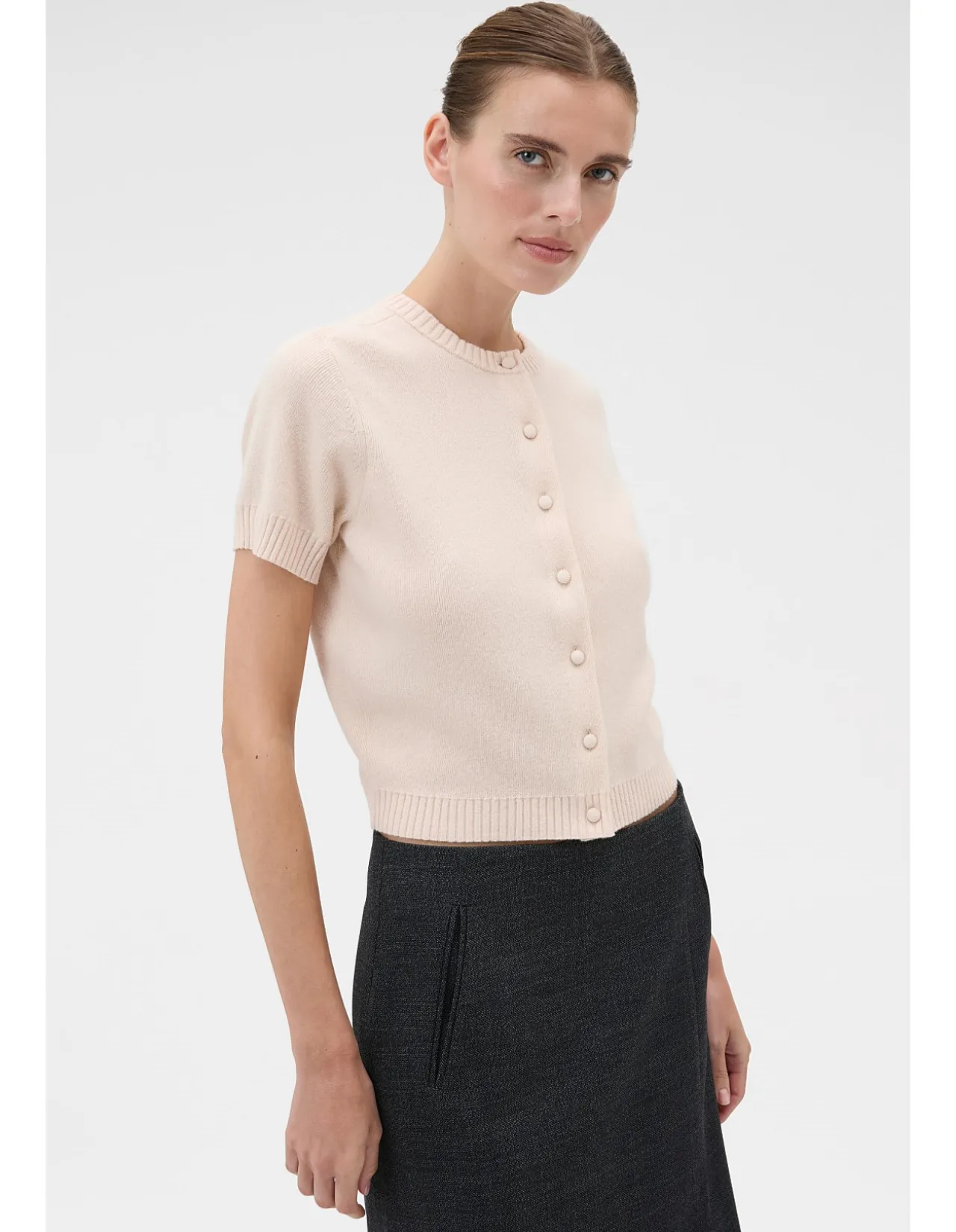 Short Sleeve Crew Cardigan