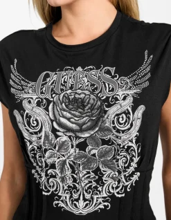 Short Sleeve Rocker Rose Smocked T-Shirt