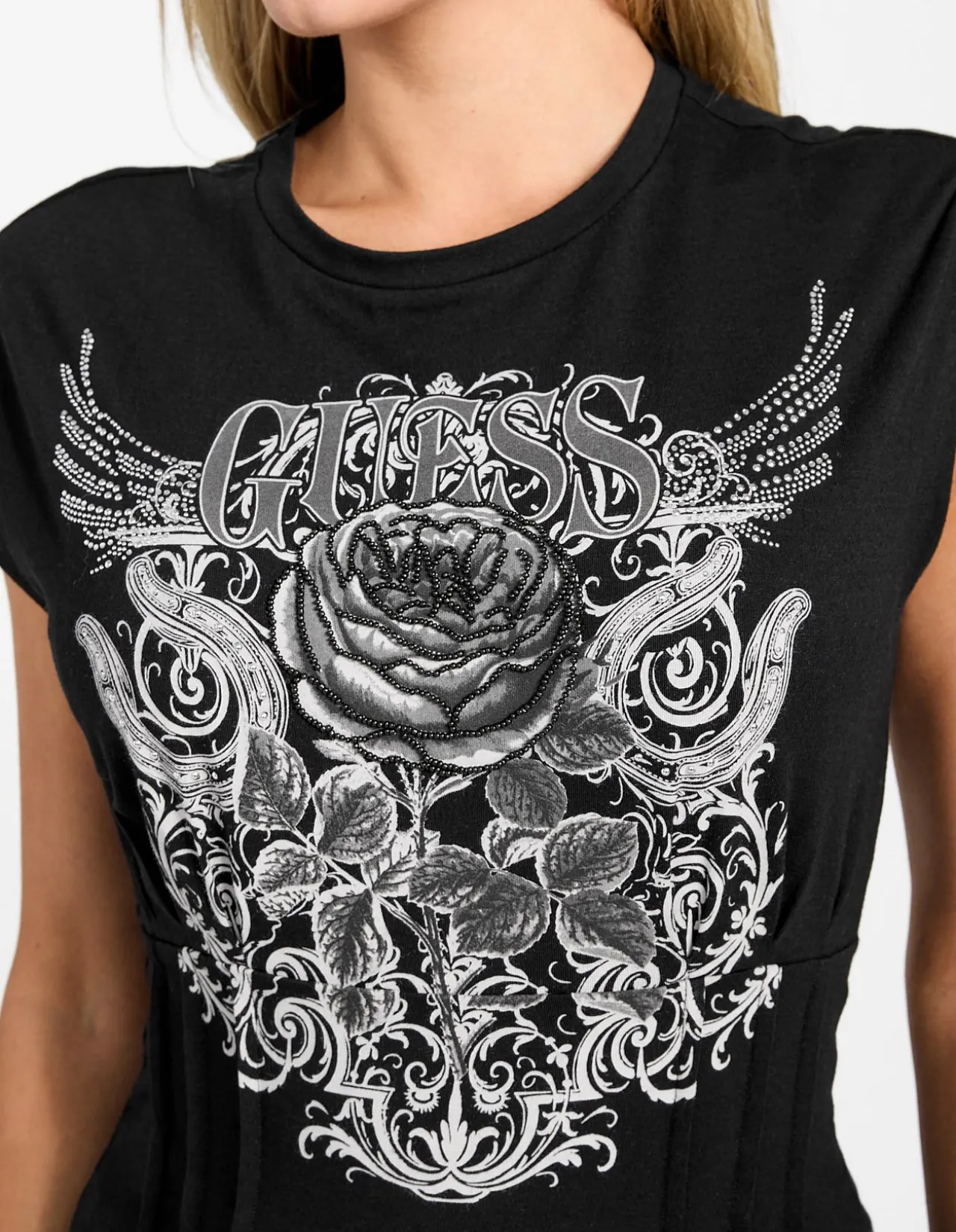 Short Sleeve Rocker Rose Smocked T-Shirt
