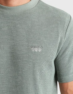 SHORT SLEEVE TEXTURED EMBROIDERED TEE