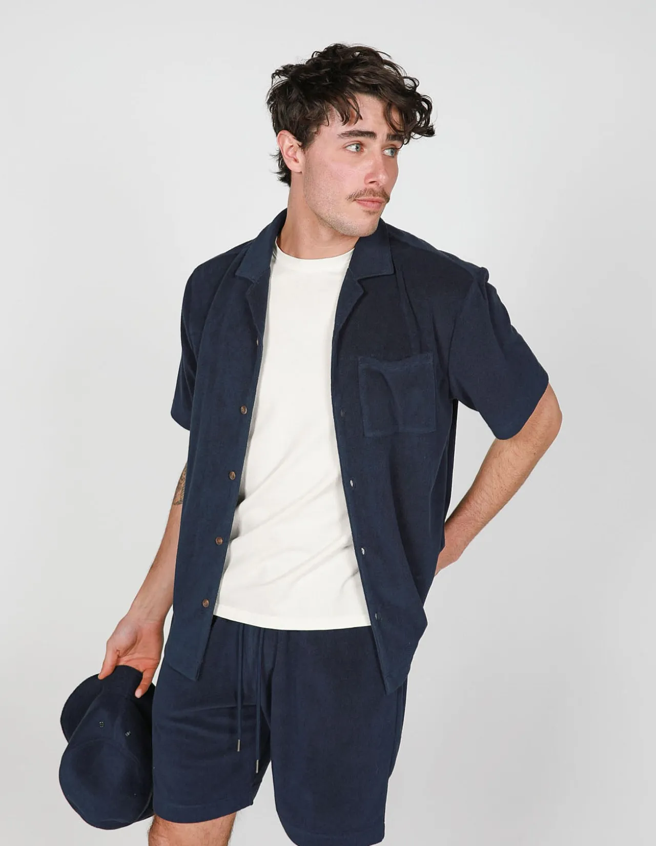 SHORT SLEEVE TOWELING COTTON POLY RELAXED SHIRT