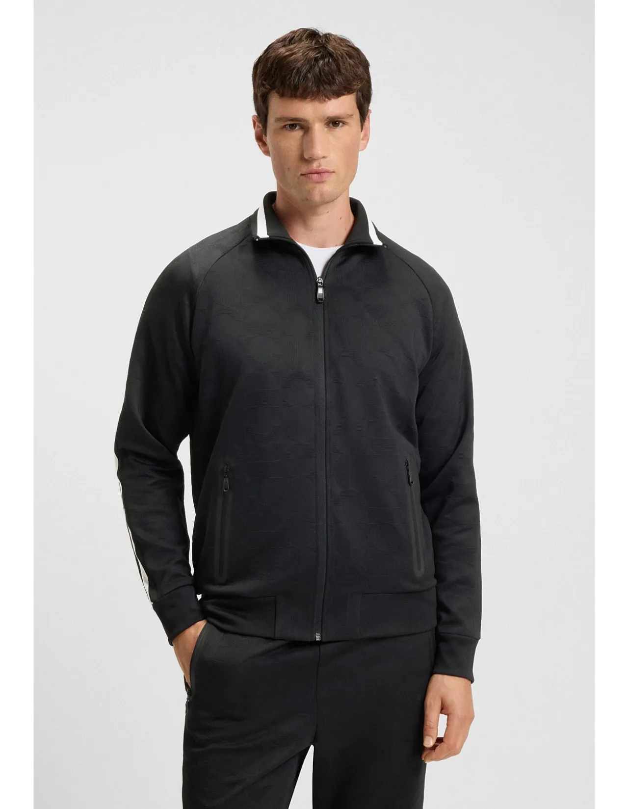 Side-stripe sweatshirt with circle jacquard