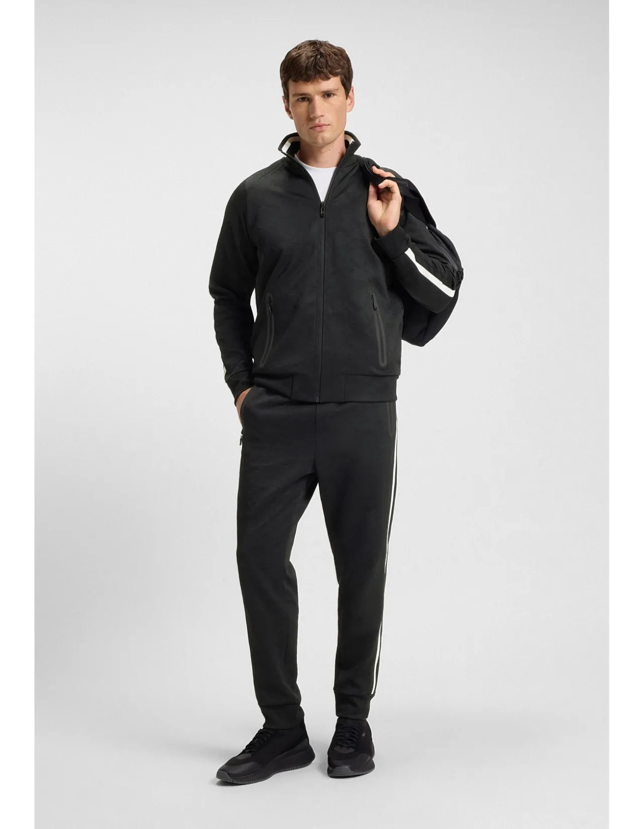 Side-stripe sweatshirt with circle jacquard
