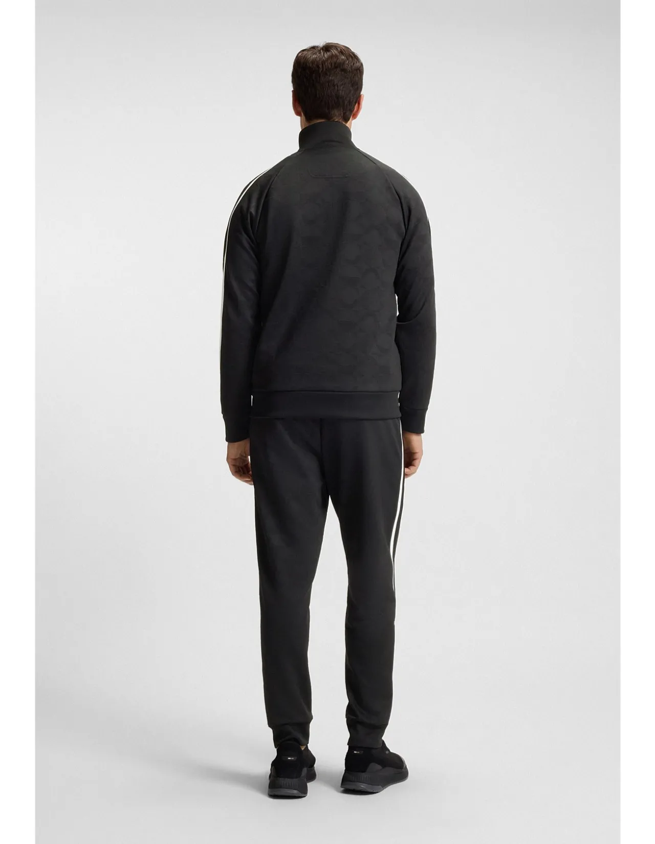 Side-stripe sweatshirt with circle jacquard