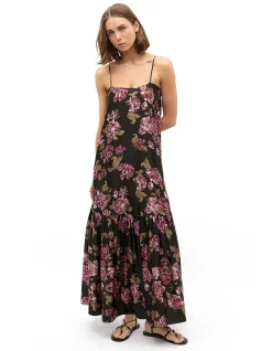 SILK FLORAL MIDI DRESS