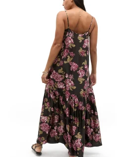 SILK FLORAL MIDI DRESS