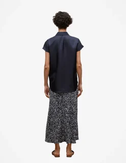 Silk Twill Cap Sleeve Shirt