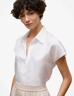 Silk Twill Cap Sleeve Shirt