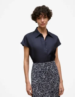 Silk Twill Cap Sleeve Shirt