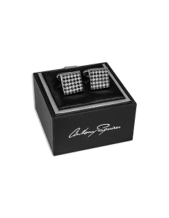 Silver Square Checkerboard Textured Cufflinks