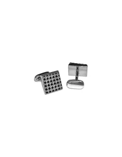Silver Square Checkerboard Textured Cufflinks