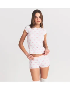 SKIMS POINTELLE BABY TEE & SHORT SET