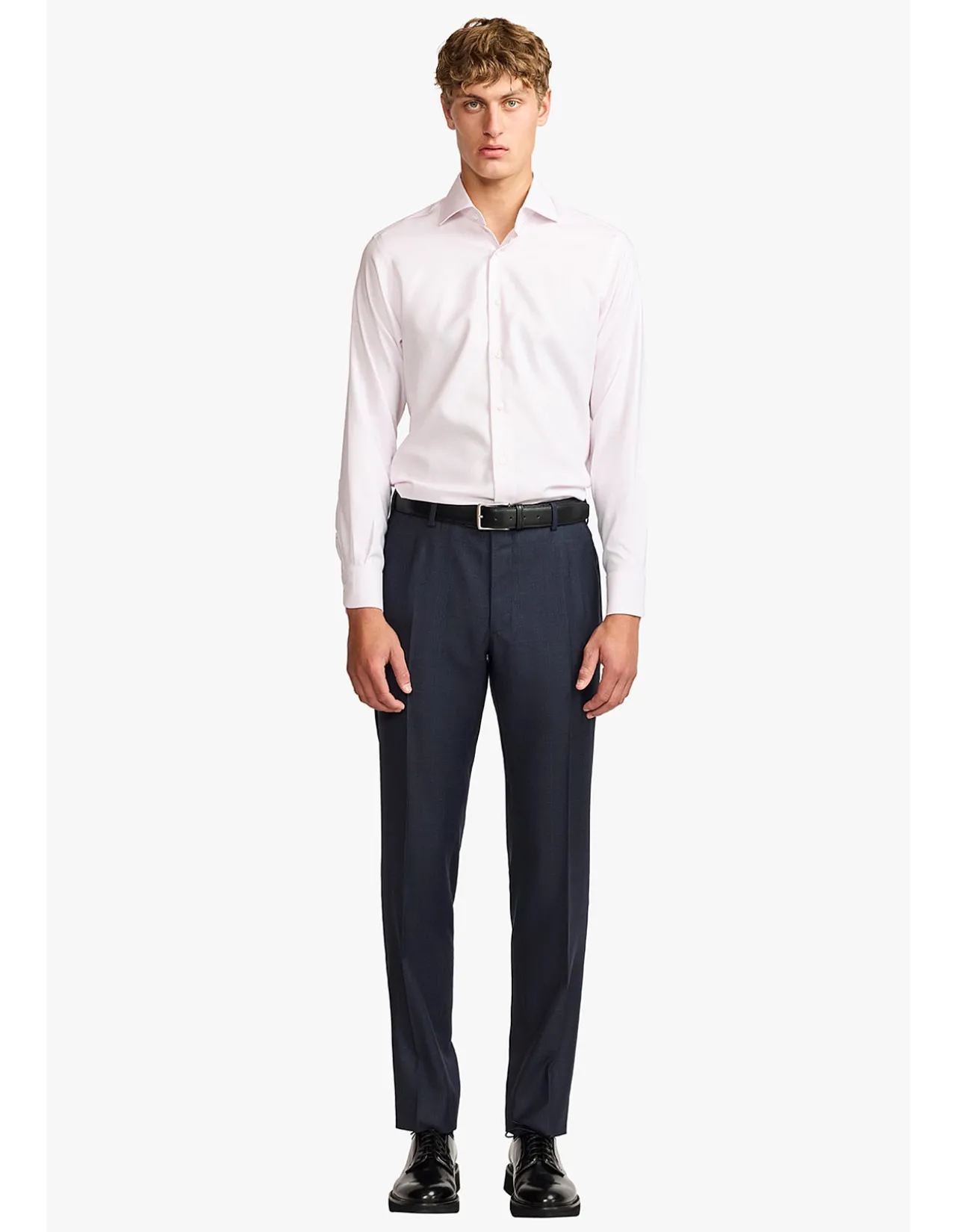 SLACK TROUSER - NAVY MULITCHECK IN PURE WOOL, SUPER 110'S