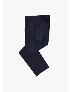 SLACK TROUSER - NAVY MULITCHECK IN PURE WOOL, SUPER 110'S
