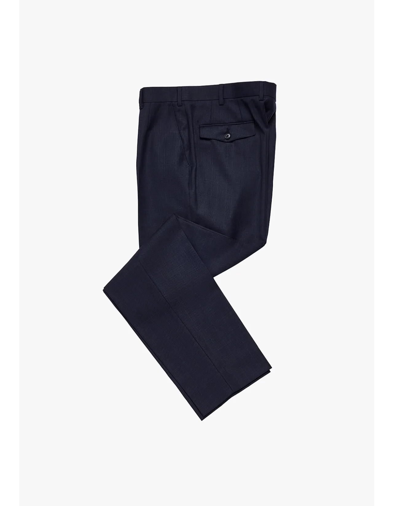 SLACK TROUSER - NAVY MULITCHECK IN PURE WOOL, SUPER 110'S