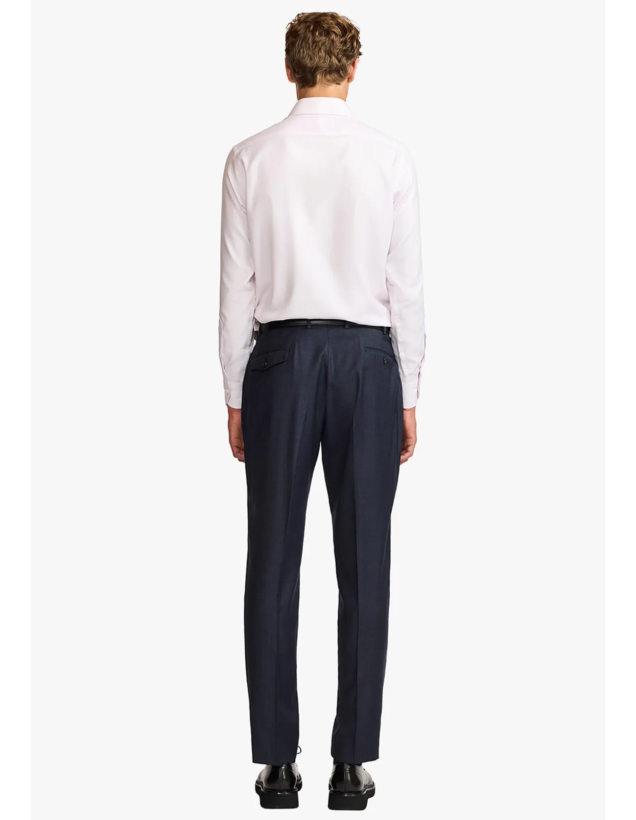 SLACK TROUSER - NAVY MULITCHECK IN PURE WOOL, SUPER 110'S