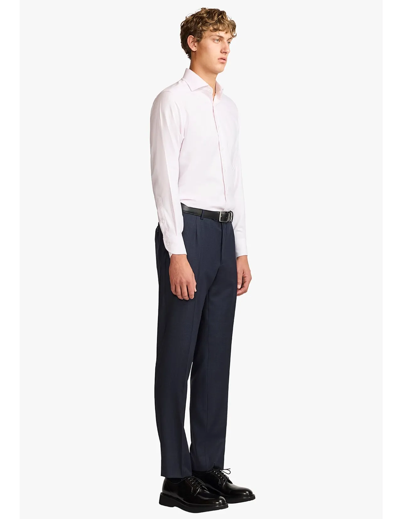 SLACK TROUSER - NAVY MULITCHECK IN PURE WOOL, SUPER 110'S