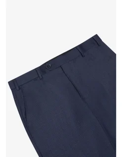 SLACK TROUSER - WOOL IN NAVY TONAL WITH MICRO HOUNDSTOOTH