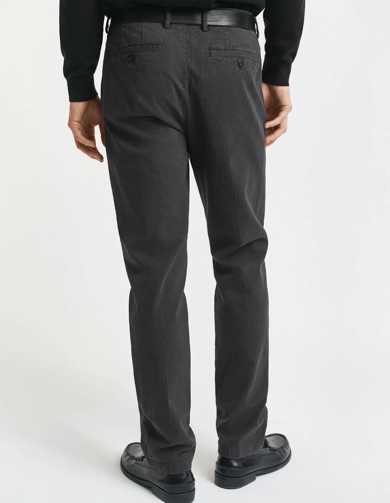Slim Fit Cotton Herringbone Pants