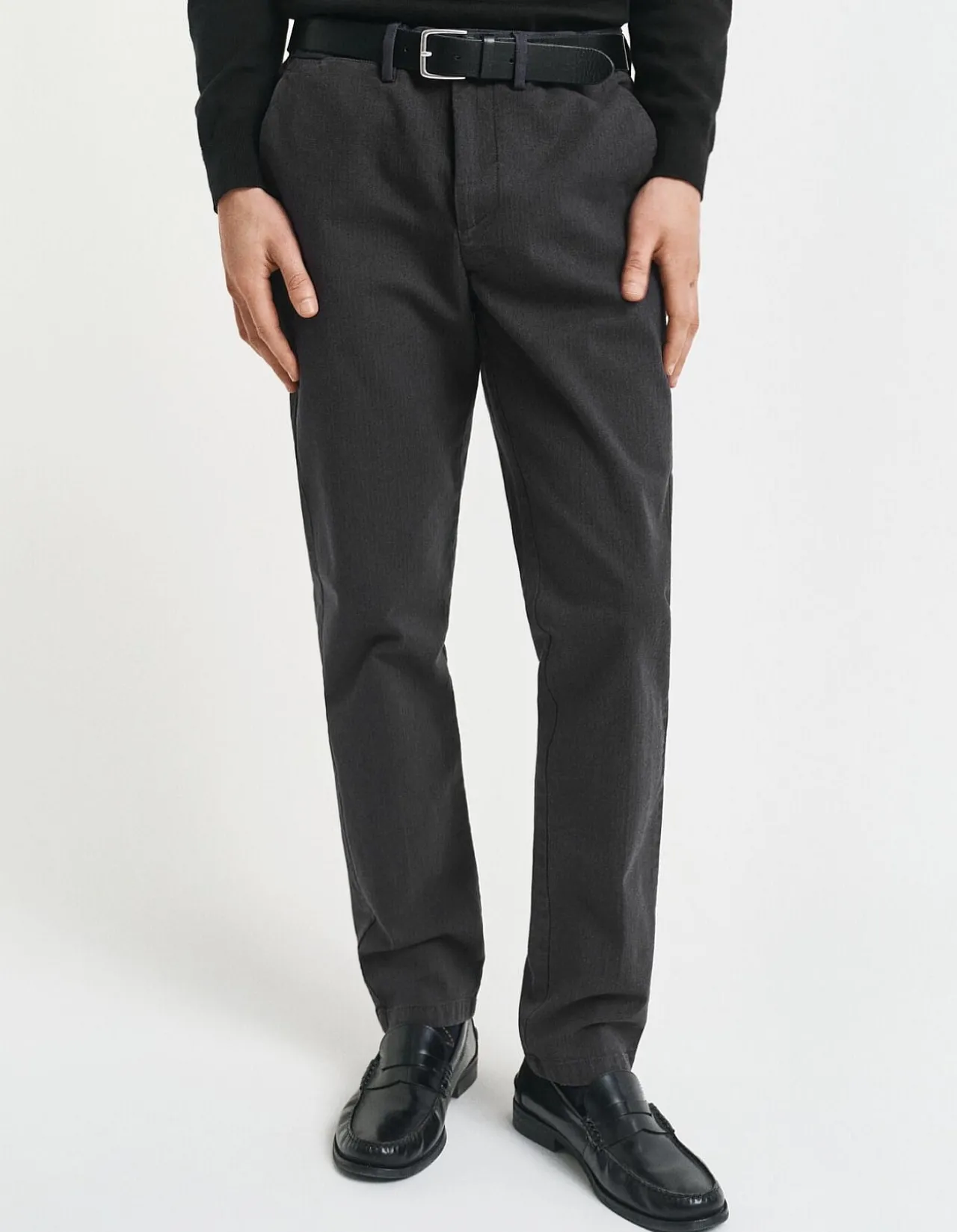Slim Fit Cotton Herringbone Pants