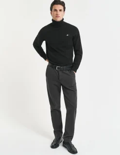 Slim Fit Cotton Herringbone Pants
