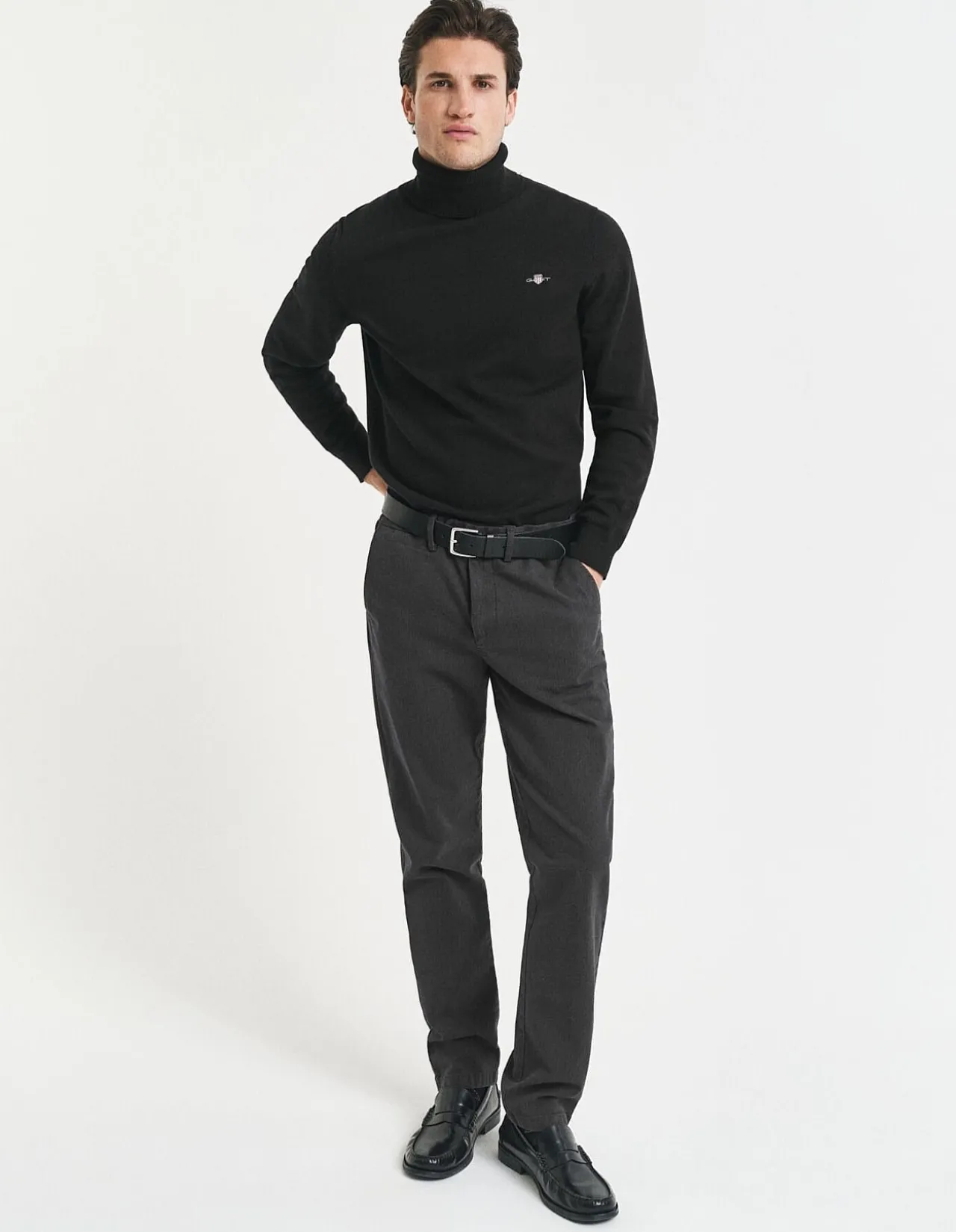 Slim Fit Cotton Herringbone Pants