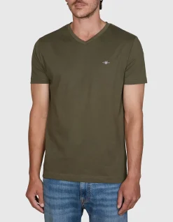 Slim Fit Shield V-Neck T-Shirt