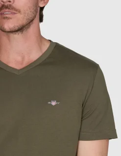 Slim Fit Shield V-Neck T-Shirt