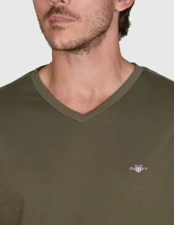 Slim Fit Shield V-Neck T-Shirt