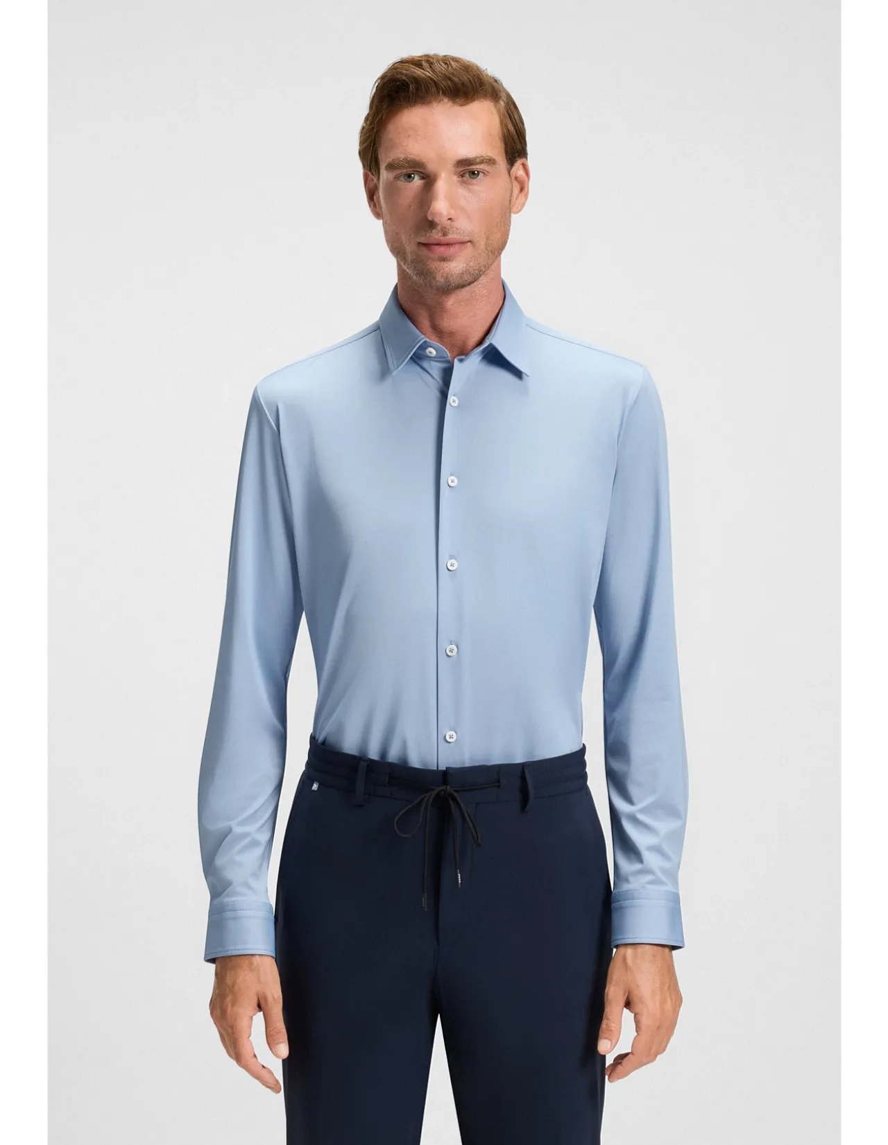 Slim-fit shirt in structured performance-stretch fabric