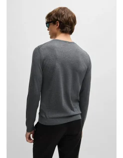 Slim-Fit Virgin Wool Sweater with Crew Neckline