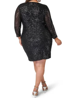 Smokin Hot Sequin Wrap Dress Black