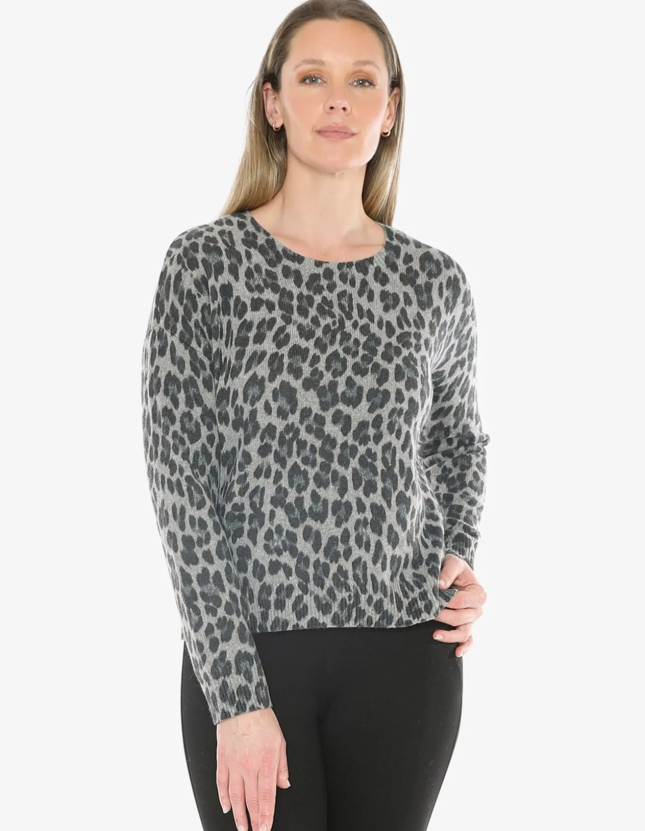 Snow Leopard Knit Hip Length Pullover