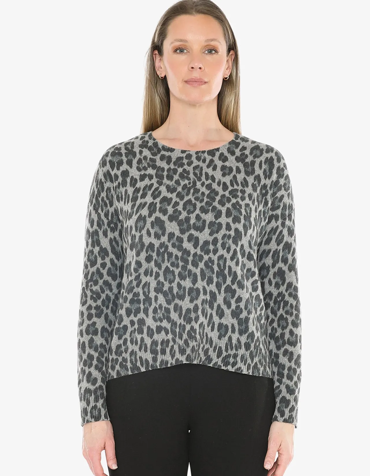 Snow Leopard Knit Hip Length Pullover