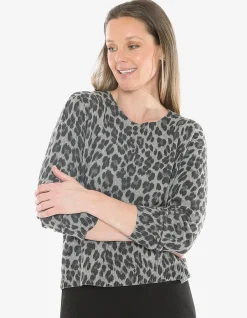 Snow Leopard Knit Hip Length Pullover