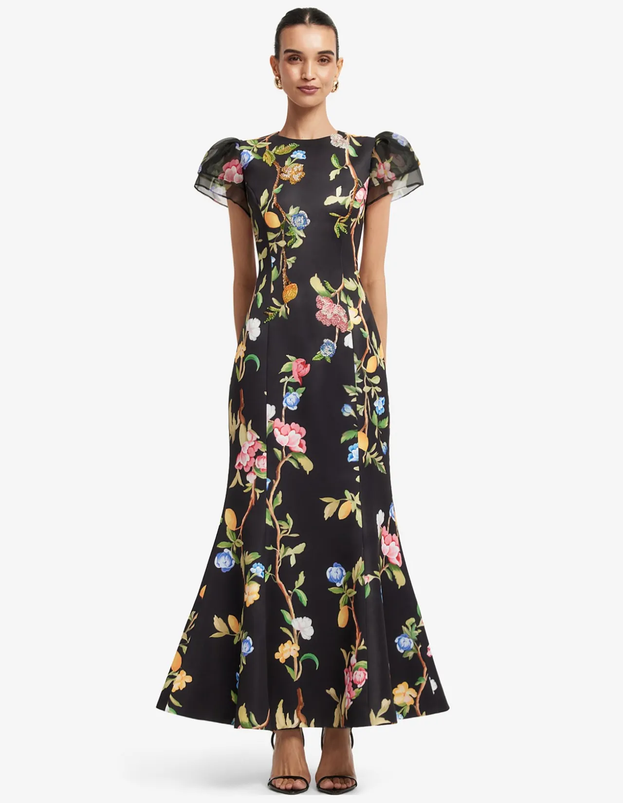 Sofia Embellished Puff Sleeve Maxi Dress
