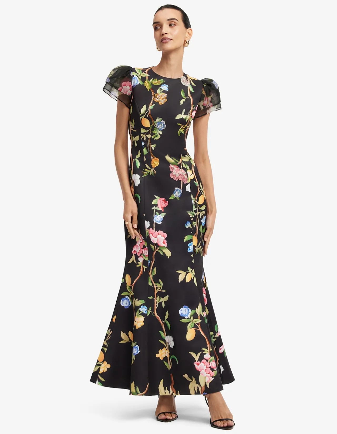 Sofia Embellished Puff Sleeve Maxi Dress