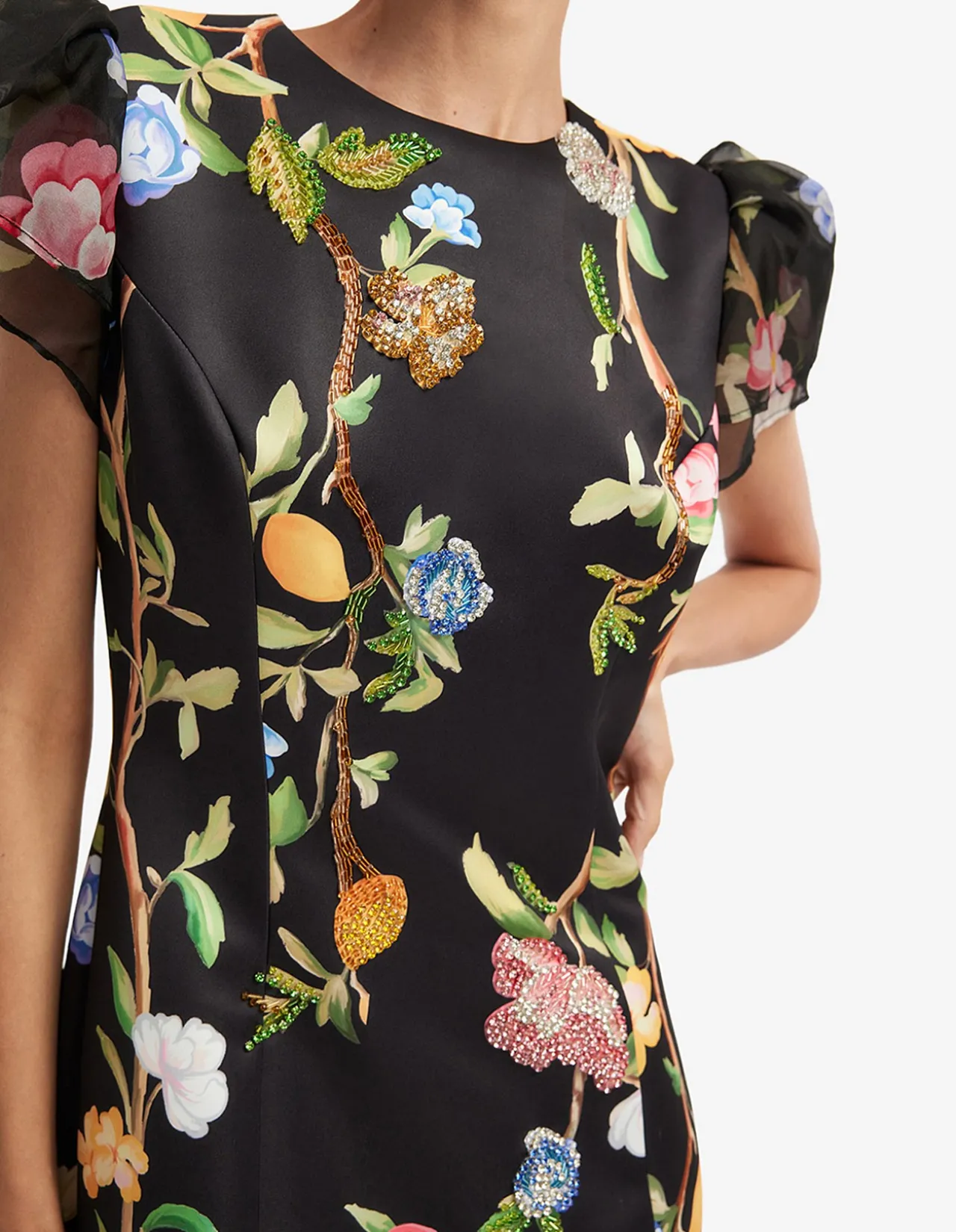 Sofia Embellished Puff Sleeve Maxi Dress