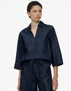 Soft Denim Collared Popover