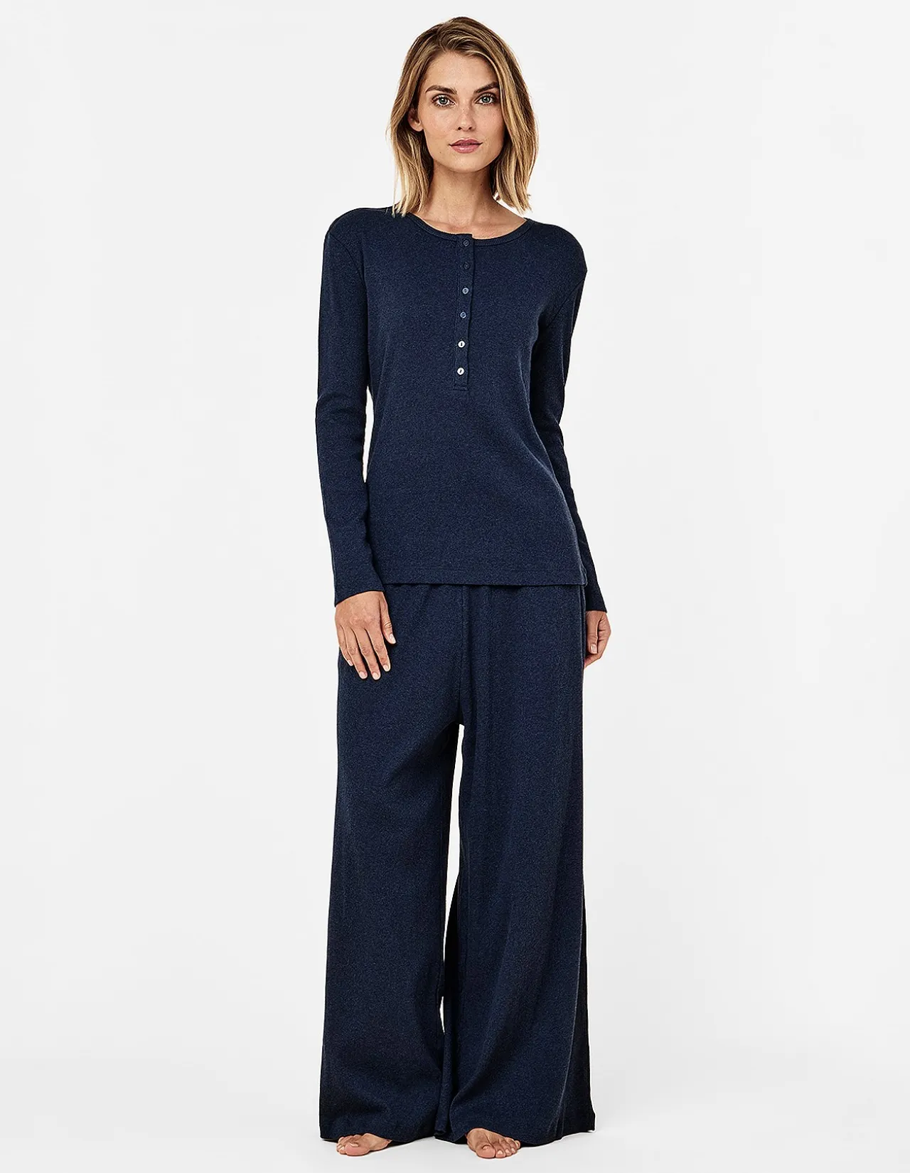 Soft Baby Rib Boxy Henley Long Sleeve Top