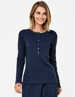 Soft Baby Rib Boxy Henley Long Sleeve Top