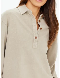 Soho Rhea Relaxed Khaki Collared Long Sleeve Top