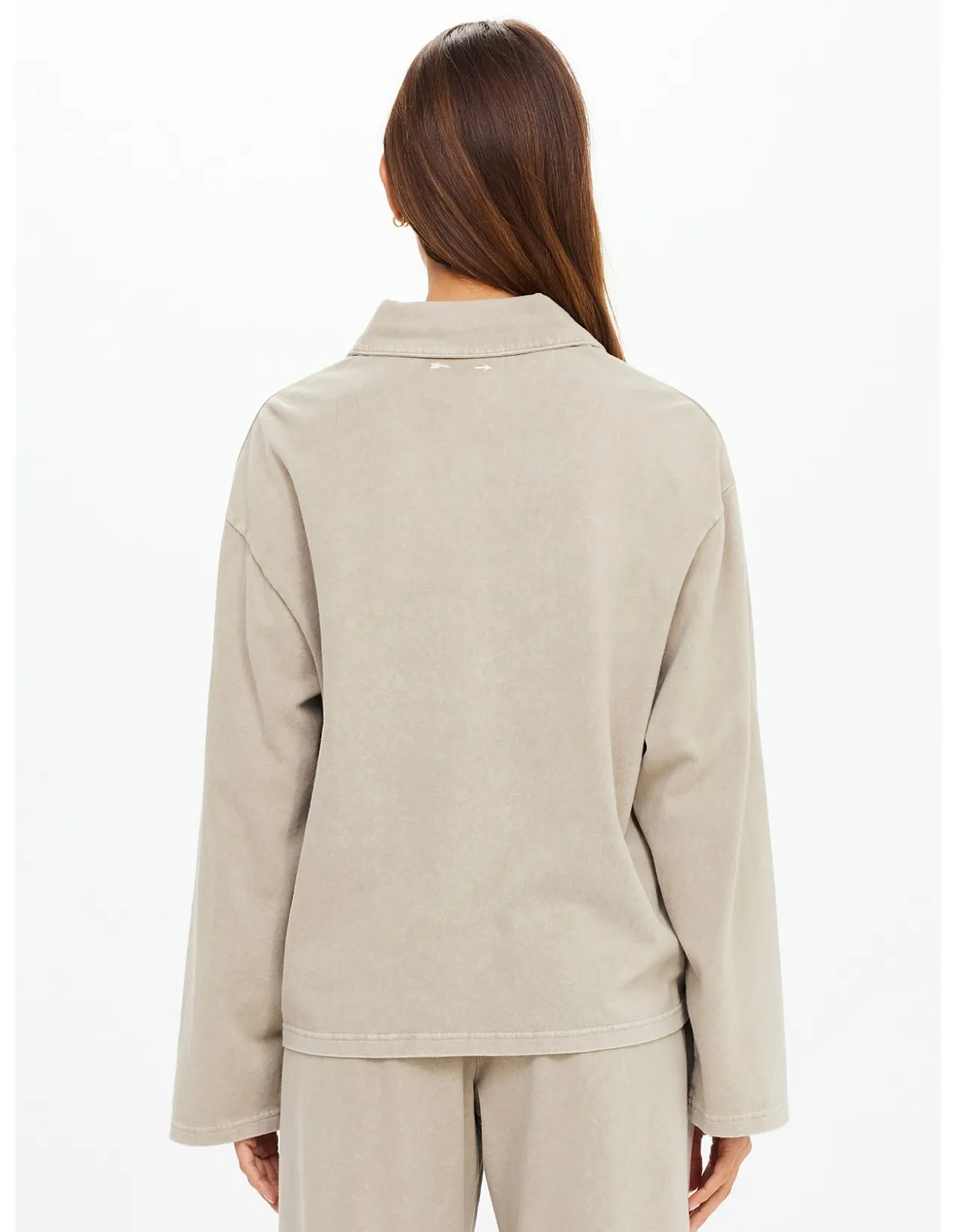Soho Rhea Relaxed Khaki Collared Long Sleeve Top